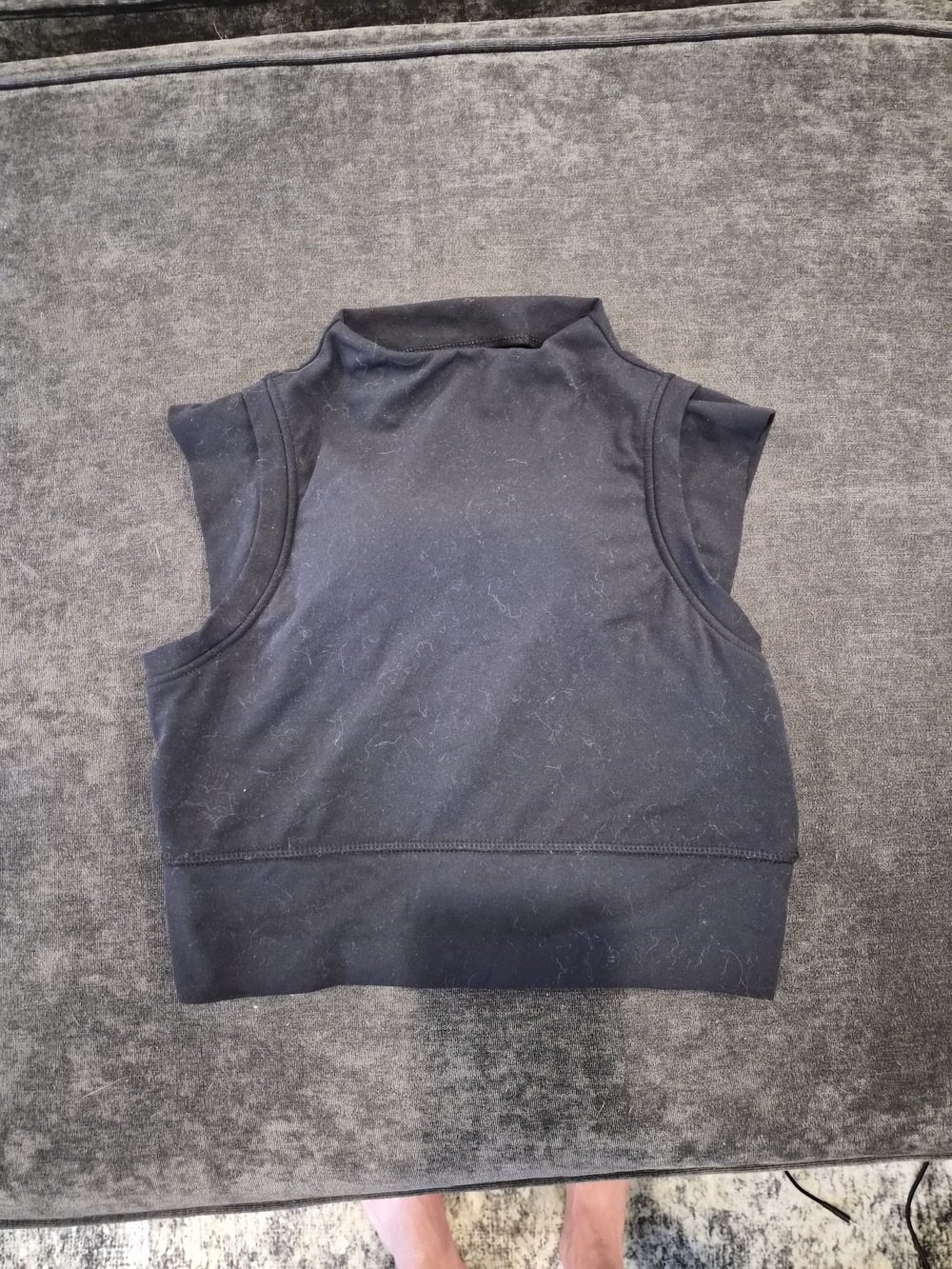 Sleeveless Black Crop Top/Sports Bra with Mock Neck